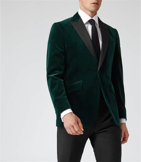 Lyst Reiss Jenson Slim Fit Velvet Blazer In Green For Men