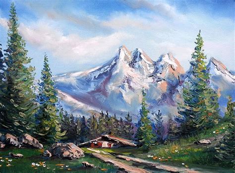 Alpen Landschaft Malerei Landschaft Berge Natur Von Aleksandr
