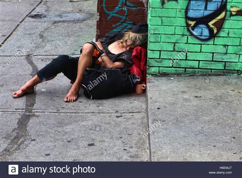 Homeless Woman Sleeping On The Streets Of Downtown Toronto Ontario