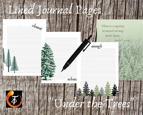 Under The Trees Lined Journal Pages Printable Download Etsy