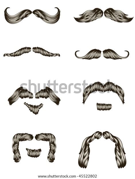 Set Hand Drawn Mustaches Stock Vector Royalty Free 45522802