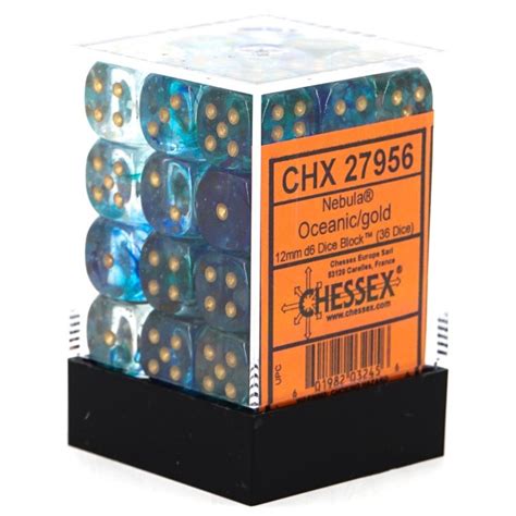 Buy Chessex Nebula 12mm D6 X36 Luminary Oceanic Gold In India Only At Bored Game