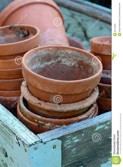 Stack Of Used Terra Cotta Flower Pots Stock Photo Image Of Terracotta