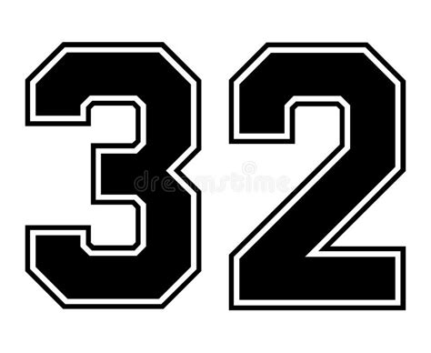 32 Classic Vintage Sport Jersey Number In Black Number On White