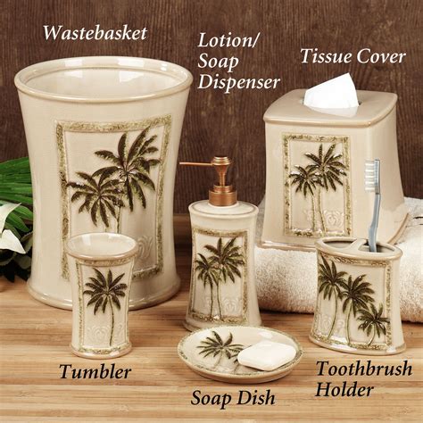 Each piece is filled with holiday magic and a mixture of oil and water that will send. Paradise Palm Bath Accessories … | Palm tree bathroom