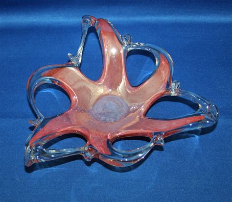 Vintage Murano Art Glass Dish Starfish Freeform 6 Point Star Glass Bowl