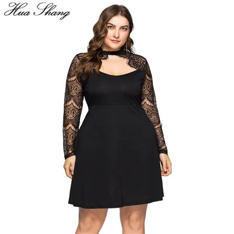 Black Plus Size Sexy Dress Club Wear Women Summer Hollow Out Lace Long