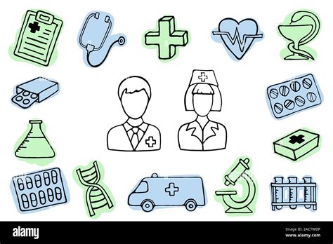 The Cutest Doodle Medicine Icon Set For Your Design Hand Drawn Health