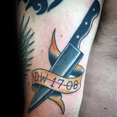 Check out this amazing collection of chef knife tattoo. 60 Chef Knife Tattoo Designs For Men - Cook Ink Ideas