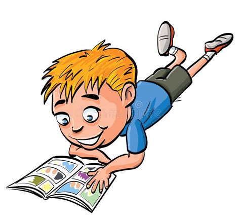 Cartoon Boy Reading A Comic Book Stock Illustration Illustration Of