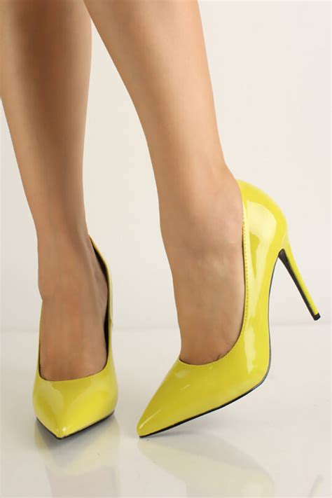 Yellow Pointy Toe High Heel Pumps Women Of Edm