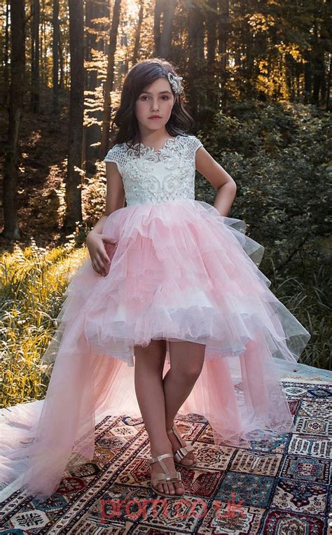 Prom 2021 is the time to make a major statement and these unique prom dresses are as bold as you are. Jewel Short Sleeve Pale Pink Kids Prom Dresses CHK028 ...