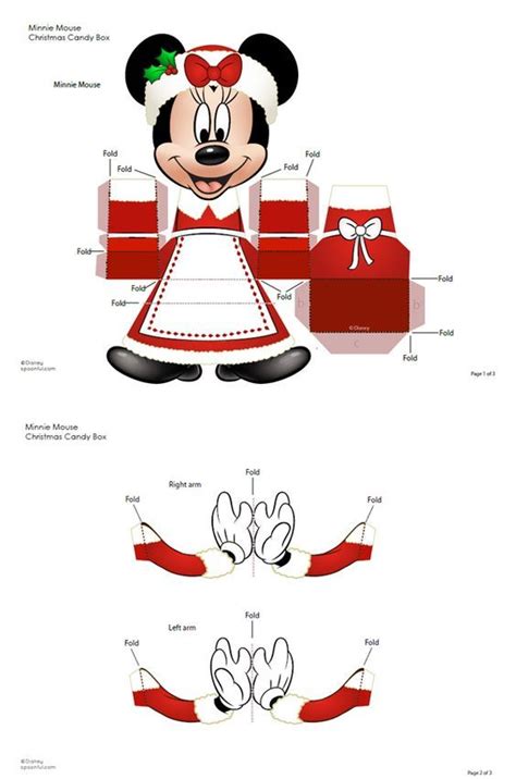 789 Minnie Disney Paper Toy Template Boîte Cadeau Minnie Disney Paper