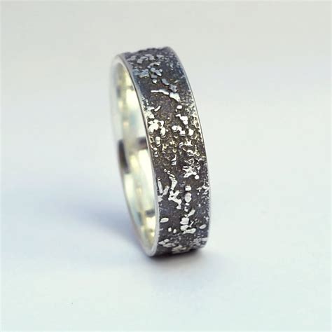 Silver Chaos Oxidized Sterling Silver Rustic Wedding Band Etsy