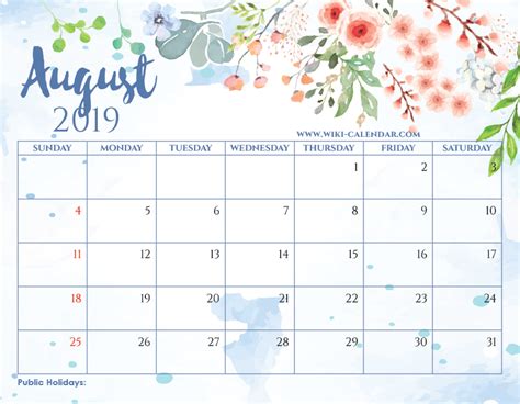 Blank August 2019 Calendar Printable Posts By Sharon Gore Bloglovin