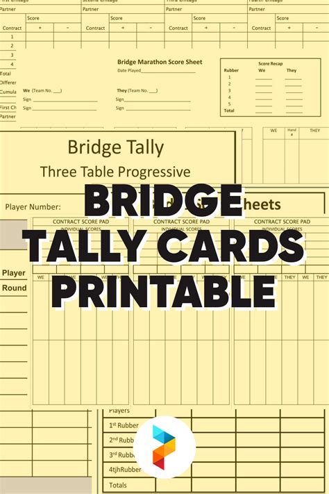 Printable Bridge Tallies Printable World Holiday