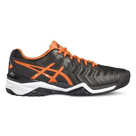 Tennisschuhe mit universalsohle eignen sich für die halle und draußen. Asics Gel Resolution 7 schwarz/orange Tennisschuhe Herren ...
