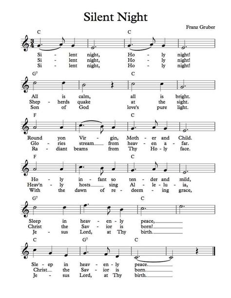 Sheet Music With The Words Silent Night