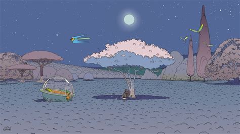 Moebius Science Fiction Digital Art Artwork Night Birds