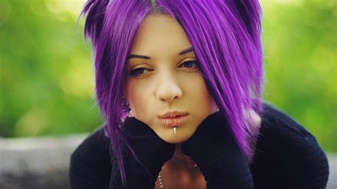 🥇 Women Purple Hair Piercings Wallpaper 2642