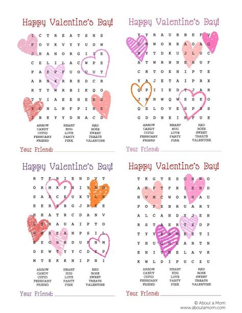 Valentine Word Search Printable Valentines Word Search Valentine Bingo