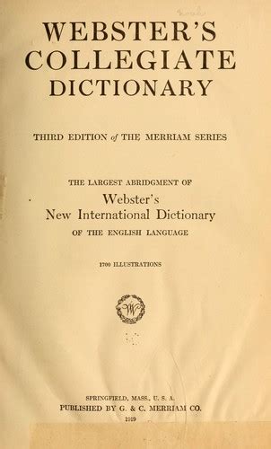 Websters Collegiate Dictionary By Noah Webster Open Library