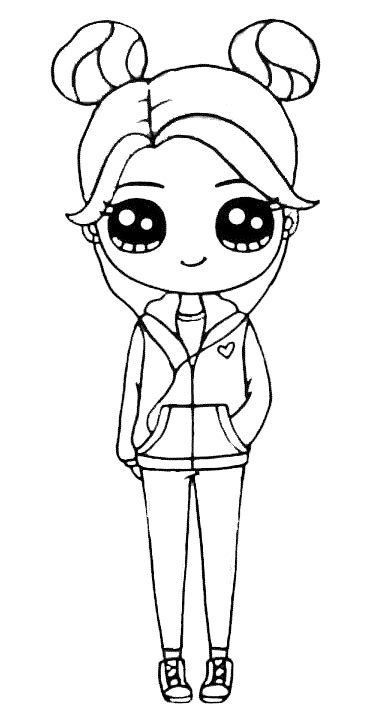 Get This Adorable Cute Little Girl Kawaii Coloring Pages Coloring