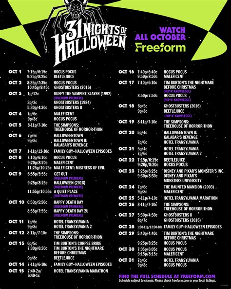 Freeform 31 Nights Of Halloween 2022 Schedule 2022 Get Halloween 2022
