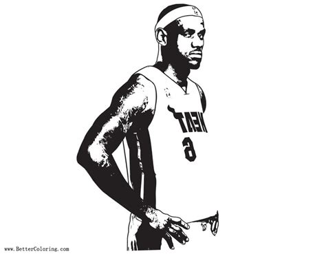 Lebron James Coloring Pages From Miami Heat Free Printable Coloring Pages