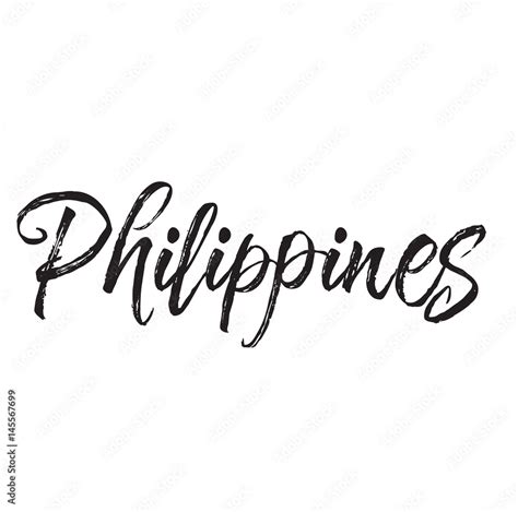 Philippines Text Design Vector Calligraphy Typography Poster Stock