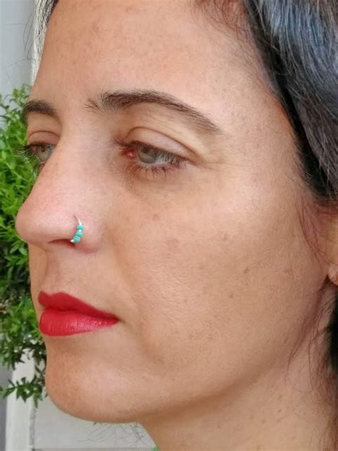 Turquoise Fake Nose Ring Fake Nose Hoop Gold Gold Filled Or Etsy