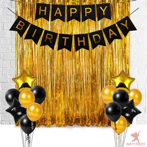 Party Propz 17pcs Happy Birthday Golden Foil Curtain Banner And