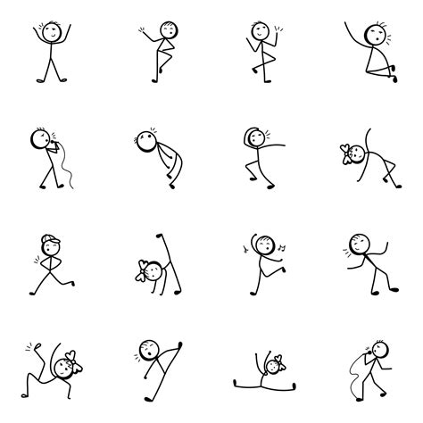Dance Moves Doodle Stick Figure Icons Vector Art At Vecteezy