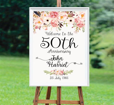 50th Anniversary Sign Anniversary Welcome Sign 50th Etsy 50th