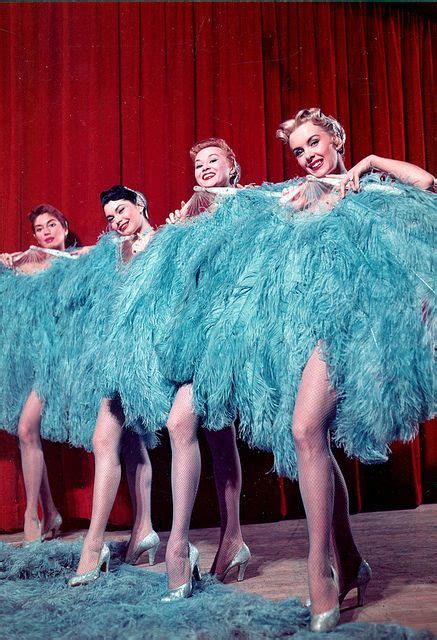Photograph Of The Copa Girls Posing With Blue Ostrich Feather Fans Las Vegas Circa 1965