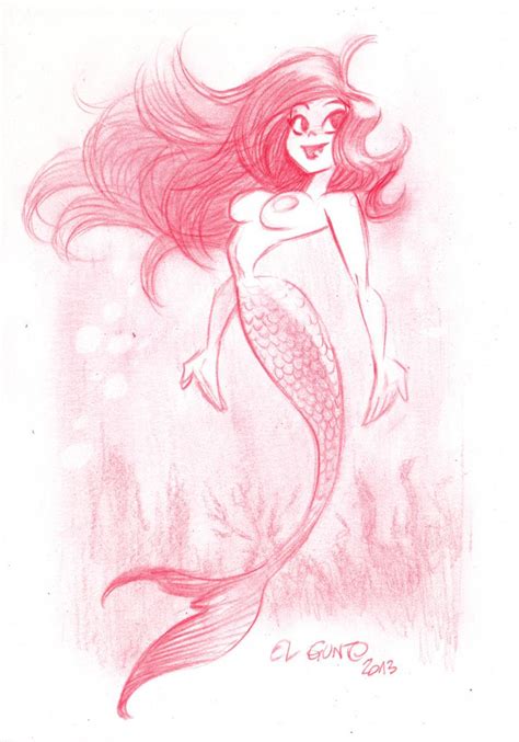 Mermaid Sketch By Elgunto On Deviantart Sirenas Dibujos