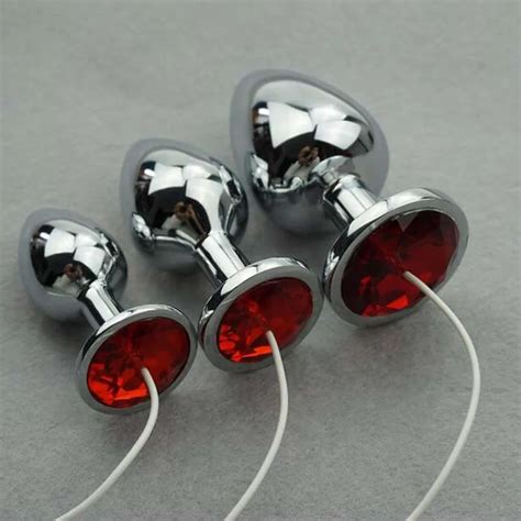 buy electric shock pulse therapy massage anal plug accessories solid metal butt