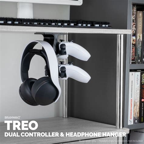 The Treo Under Desk Shelf Dual Gamepad Controller And Headphone