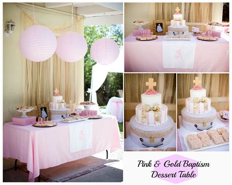 How To Creat A Simple But Classy Pink And Gold Baptism Dessert Table For