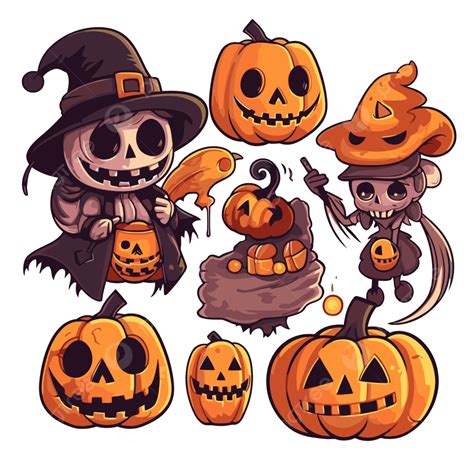 Clipart De Halloween El Conjunto Consta De Varios Personajes Lindos De