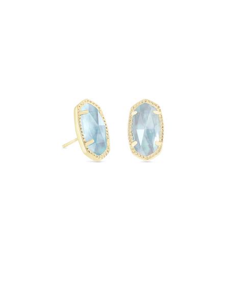 Ellie Gold Stud Earrings In Light Blue Kendra Scott