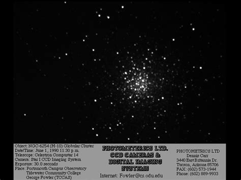 Ngc 6254 M 10 Globular Cluster Digital Image Captured By Dennis