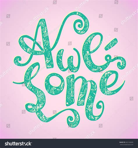 Hand Lettering Word Awesome Round Shape Stock Vector Royalty Free