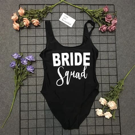 Buy Bride Squad 2018 Sexy One Piece Swimsuit Women Swimwear Print Bodysuit Cut