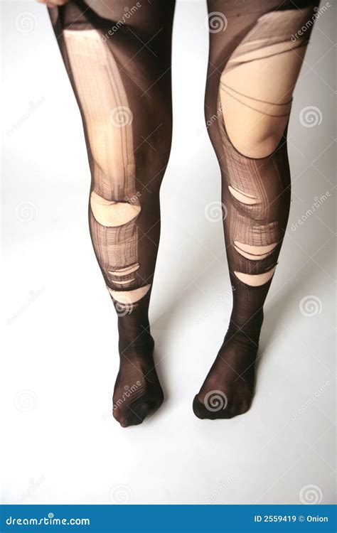 Legs With Torn Pantyhose Royalty Free Stock Images Image