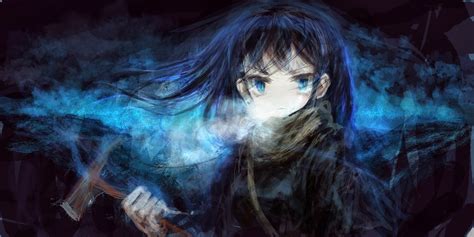 Wallpaper Anime Girls Blue Op Center Darkness Screenshot