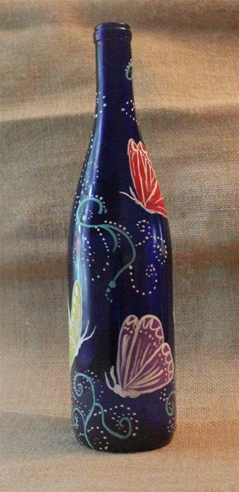 Also, wine bottles are made of excellent glass, nice and sturdy and lovely. Upcycled Hand Painted Wine Bottle Vase Home Decor Purple ...