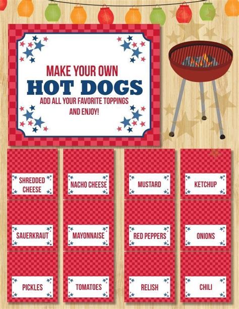Hot Dog Bar Printables