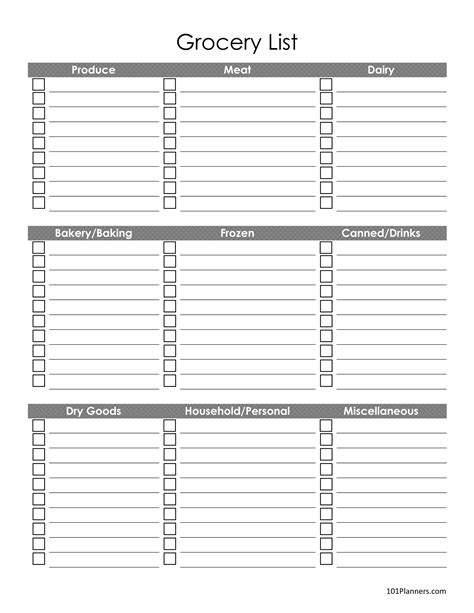 Printable Checklist Grocery List Template Printable Templates Free