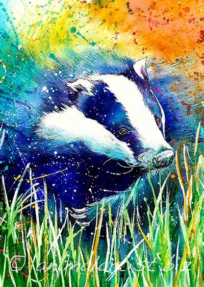 Badger Art Print Sally Goodden Animal Artist